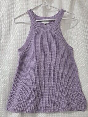 Reunited Clothing Lilac Ribbed Knit Halter Tank Top Pastel Coquette Soft Girl L